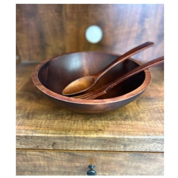 Vintage Baribocraft Canada maple wood salad bowl set - Picture 1 of 6